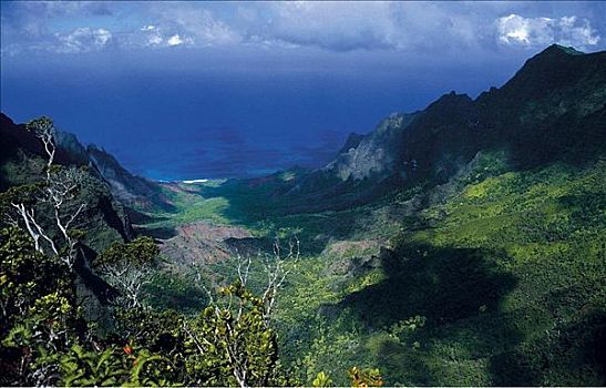 山峦,卡拉拉乌谷,纳帕利海岸,考艾岛,夏威夷,美国,北美