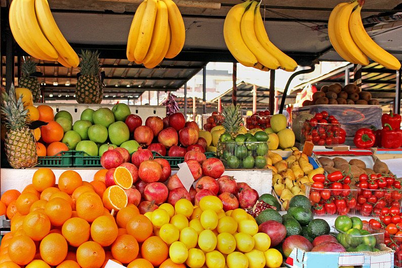 题:水果,市场货摊,堆放,新鲜,有机 英 文:fruit market stall,piles