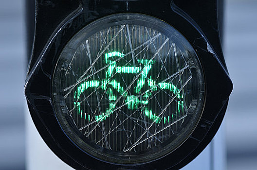 绿色,自行车道,灯,阿姆斯特丹,荷兰