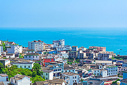 寺庙,海,山,枸杞岛,芦苇,山城