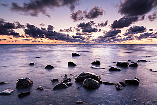 石头,静水,日出,波罗的海,岛屿,西兰岛,区域,丹麦