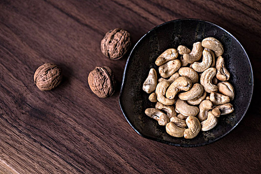 腰果,核桃,餐具,木桌,cashew,nut,dishes,of,nuts