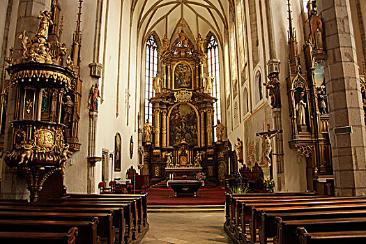 室内,教堂,捷克共和国,欧洲