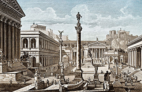 重建,古罗马广场,古罗马,历史,插画