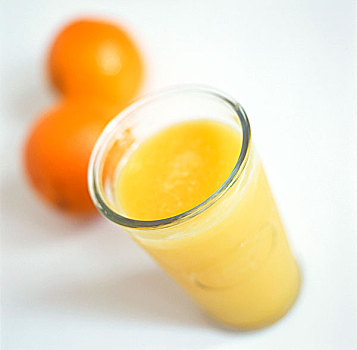 玻璃杯,橙汁,两个,橘子