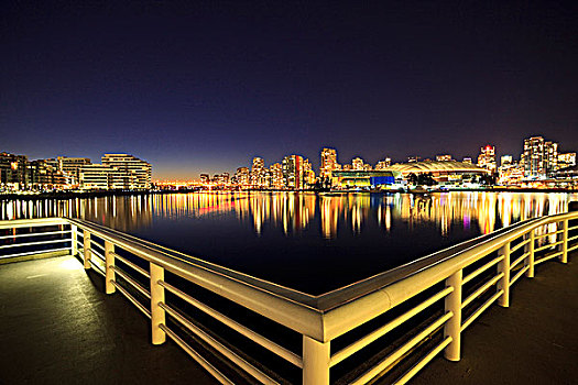 景色,福尔斯湾,市区,温哥华,夜晚,不列颠哥伦比亚省,加拿大