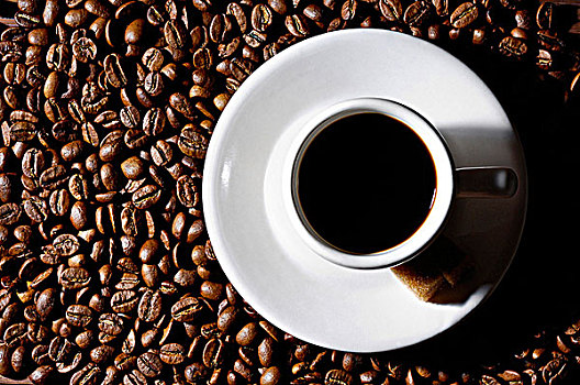 黑咖啡,碟,站立,咖啡豆,艺术