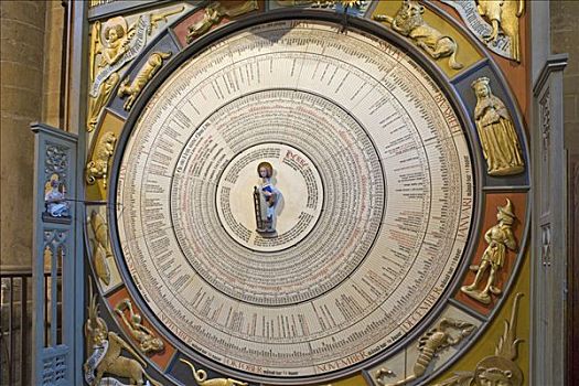 天文钟,黄道十二宫,标识,14世纪,大教堂,12世纪,瑞典,斯堪的纳维亚,欧洲