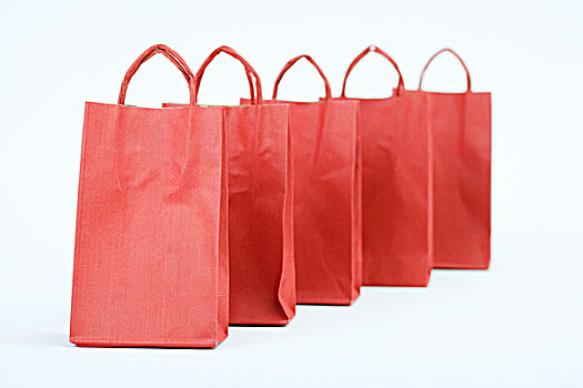 五个,红色,购物袋,排列