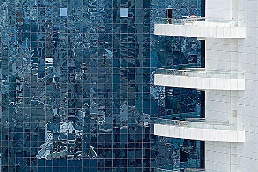 高楼大夏,玻璃幕墙,特写,迪拜,阿联酋,中东