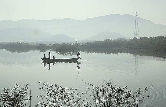 大嵩江,水库,水闸,白鹭