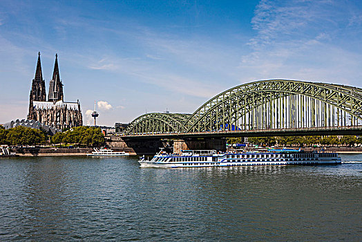 莱茵河,桥,大教堂,科隆,高处,德国