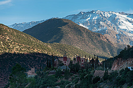 乡村,山谷,阿特拉斯山脉,摩洛哥