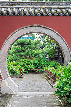 山西省太原市晋祠十方奉圣禅寺园林门古建筑景观