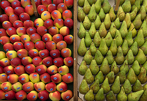 苹果,梨,盒子,水果摊,荷兰