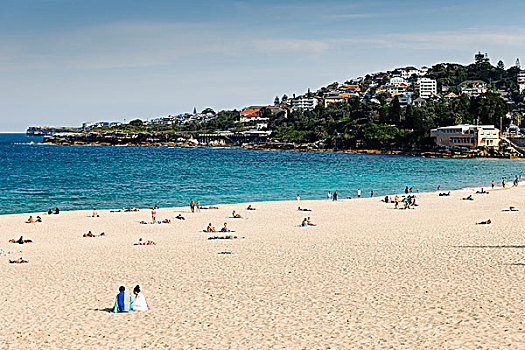 人,日光浴,海滩,悉尼
