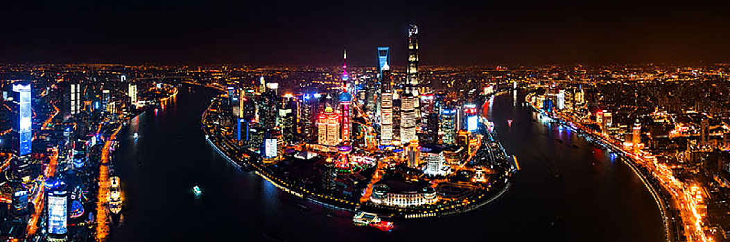 上海,浦东,俯视,夜景