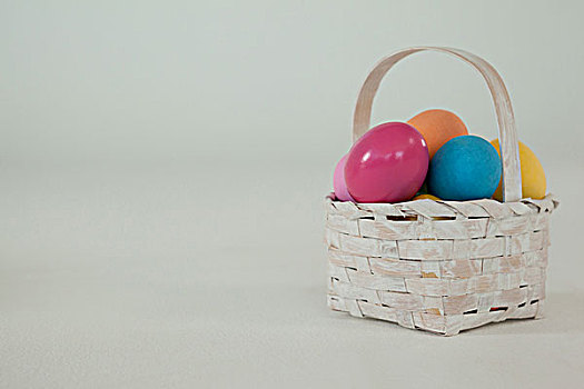多样,复活节彩蛋,柳条篮,白色背景,背景
