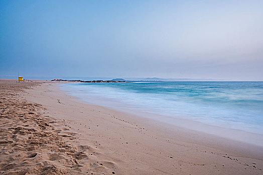 寂静沙滩,无人,早晨,长时间曝光,沙子,蓝色,海洋,富埃特文图拉岛,沙丘,地点,度假胜地