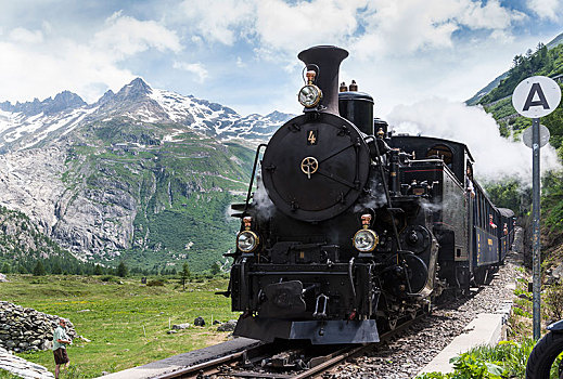 蒸汽,铁路,瓦莱州,瑞士,欧洲