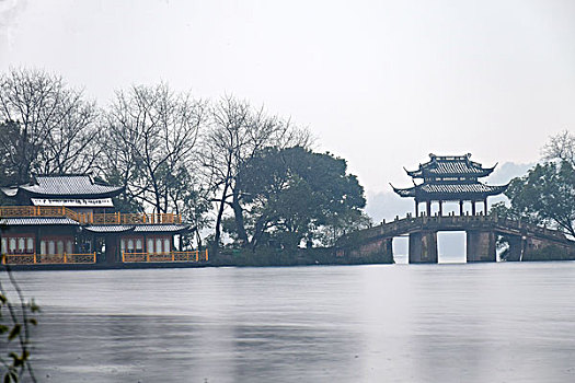 杭州西湖曲院风荷雪景