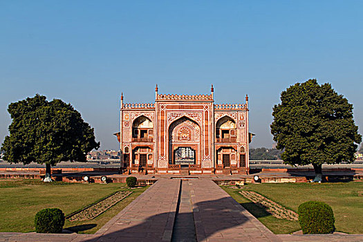 入口,建筑,墓地,阿格拉,北方邦,印度,亚洲