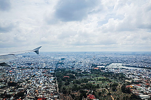 飞机上俯视的胡志明市