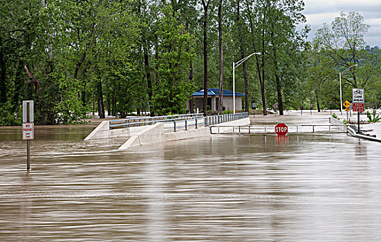 洪水,道路,公园,阿肯色州,美国