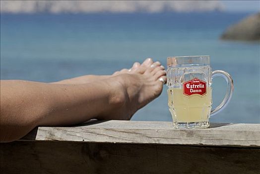 脚,啤酒杯,伊比沙岛,岛屿,西班牙,欧洲