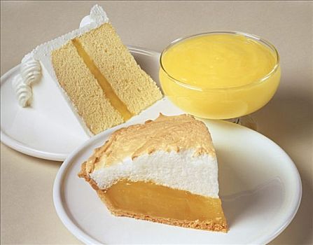 蛋糕块,柠檬奶油,甜点