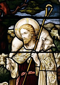 耶稣,牧羊人,彩色玻璃,圣安德烈教堂,诺福克