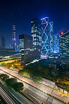 中国广东深圳福田中心区都市夜景