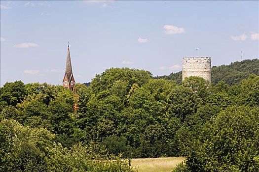 教堂,城堡,下巴伐利亚,德国