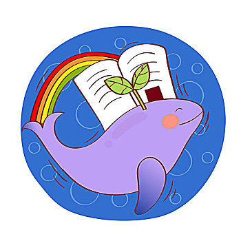 鲸,书本,彩虹