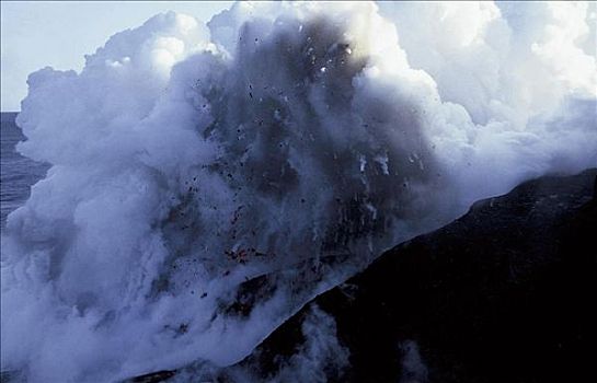 基拉韦厄火山国家公园,火山,喷发,灰烬,云,火,北美
