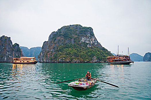 渔船,湾,下龙湾,广宁省,省,越南