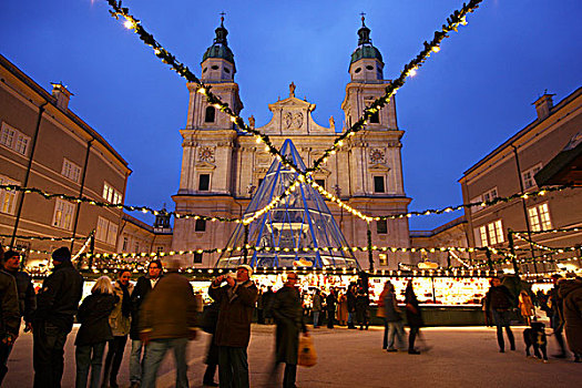 圣诞节,市场,萨尔茨堡,大教堂,老城,奥地利,欧洲