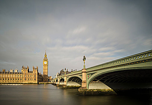 泰晤士河,威斯敏斯特桥,威斯敏斯特宫,伦敦,英国