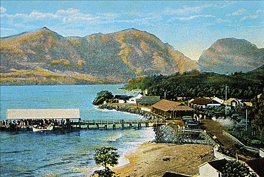 明信片,夏威夷,考艾岛,老,降落,码头