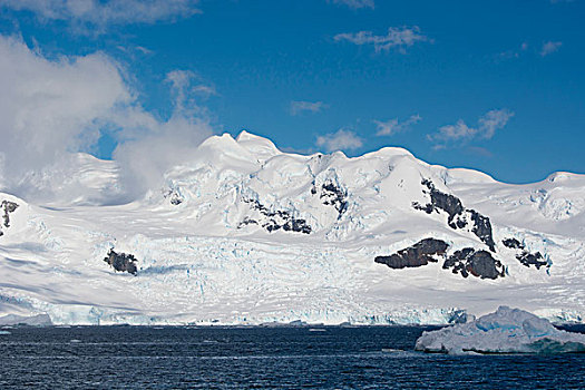 南极,风景,港口,雪,岸边,相对