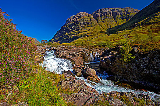 苏格兰,高地,叩依谷,瀑布,背景