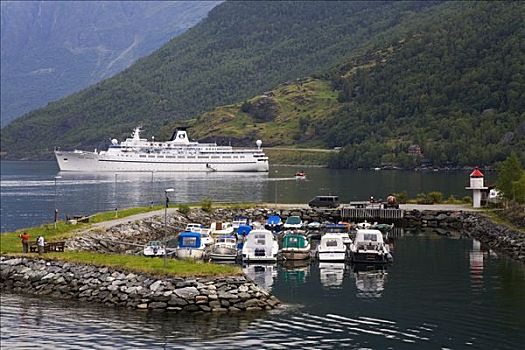 船,港口,游船,背景,挪威