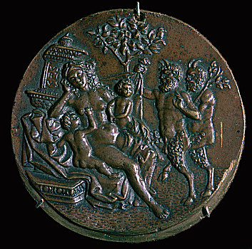 奖牌,睡觉,两个,16世纪,艺术家,布雷西亚