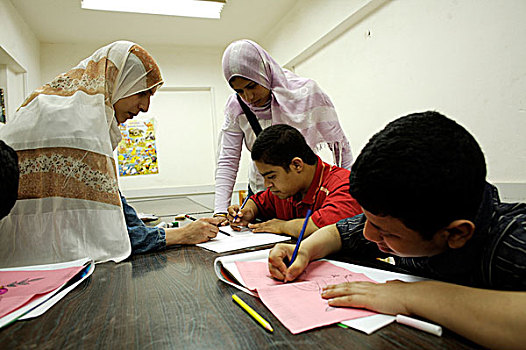 孩子,男孩,社区,康复,学习班,联合国儿童基金会,居民区,亚历山大,埃及,五月,2007年