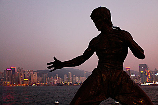 香港,商场,大厦,大楼,街道,夜景,维多利亚港,星光大道,奥斯卡,雕塑,雕像,电影,李小龙,功夫
