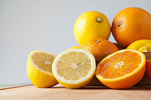 橘子片,柠檬