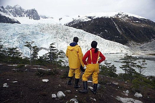 游客,看,冰河,巴塔哥尼亚,智利