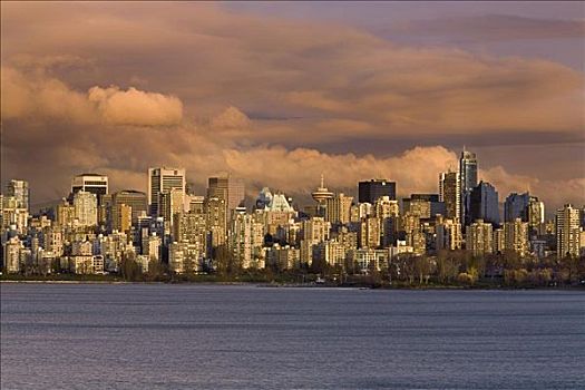 俯视,水岸,城市,温哥华,不列颠哥伦比亚省,加拿大