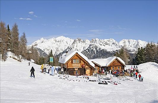 雪屋,山脉,背影,滑雪区,萨尔茨堡,奥地利