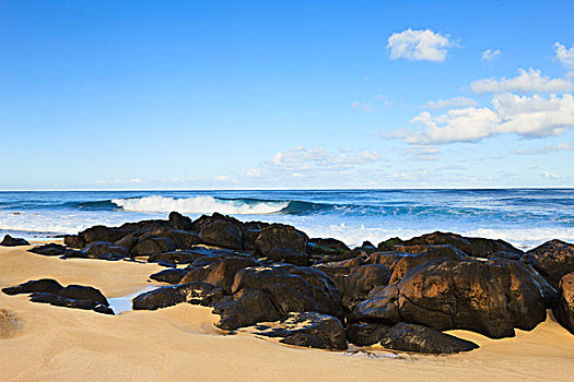 火山岩,海滩,威美亚湾,北岸,夏威夷